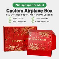 Boîte à courrier du Nouvel An avec motif de feux d'artifice rouges personnalisés, carton pliable imprimé festif pour l'emballage de cadeaux du Festival du Printemps