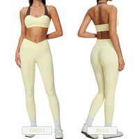 Ensemble 2 pièces TZ2588-3 pour femme : Soutien-gorge de sport dos nu color block et Legging de yoga taille haute croisée très extensible pour l'entraînement, la gym et le fitness