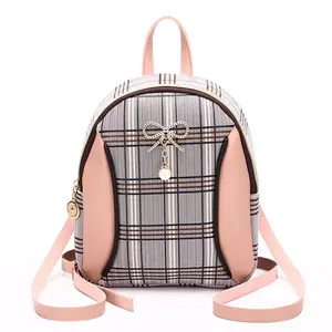 Koreanische Art New Trendy Mini Rucksack Umhängetasche für Teenager-Mädchen Plaid Frauen Schulter Telefon Geldbörse Female Bagpack