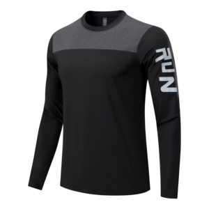 LJ Tùy Chỉnh Nhanh Chóng Khô Thể Thao Thoáng Khí T-Shirt Người Đàn Ông Của Màu Đen Chặt Chẽ Dài Tay Áo T-Shirt - Product Image 5