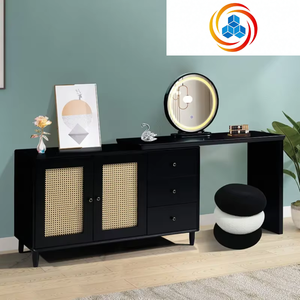 Tocador de Madera de Estilo Europeo Moderno con Espejo Iluminado y Herrajes Duraderos de Acero Inoxidable para Uso en Dormitorios de Hotel, Color Personalizable - Product Image 5