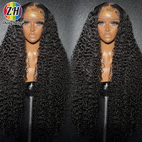 Wig Rambut Asli Brasil Burma 30 40 Inch, Model Deep Wave Curly, Lace Frontal 13X4 HD, Wig Rambut Manusia untuk Wanita Kulit Hitam