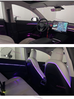 Autowellus 27 lumières laser arc-en-ciel gravées au laser, éclairage d'ambiance pour Tesla Model 3 2021-2023, bande LED intérieure avec contrôle par application sur écran