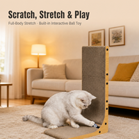 Griffoir pour chat en carton Conlun, 26 L, en forme de L, vertical, à poser contre le mur, protège les meubles, pour chats d'intérieur, blanc, toutes saisons
