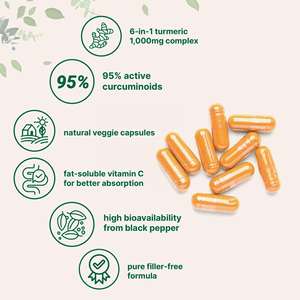 Biologisch wild kurkumabladerenpoeder en moringabladerenpoeder met vitamine C en curcumine capsules voor volwassenen - Product Image 3
