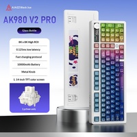 Teclado Mecánico Ajazz AK980 V2 Pro 98% Tri-Modo con Interruptores Intercambiables en Caliente, Pantalla TFT de 8K Hz y 10000 mAh para Juegos de PC