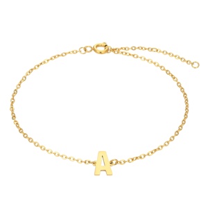 Pulsera con Inicial de Acero Inoxidable, Pulsera Simple Personalizada, Chapado en PVD de Oro de 18K, Cadena de 26 Letras, Regalo para Mujer - Product Image 3