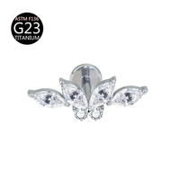 Customizable Jewelry Titanium Body Piercing Jewelry Cubic Zirconia Fine Stud Earrings Lip Stud Gold Plated Jewelry for Women