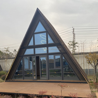 30Sqm einzigartiges Design Chalet mit Hochbett Kleine Häuser Glas A-Rahmen Rack Fertighaus eine Rahmen kabine