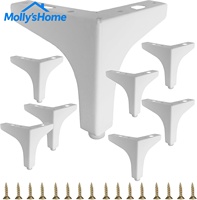 Pieds de meubles en métal blanc brillant de 4 pouces/10 cm en acier inoxydable, pieds de canapé, pièces de meubles, métal simple