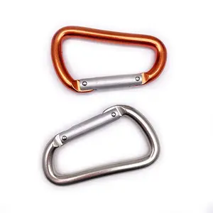 Aluminium 5KN Hitam Laser Logo Wiregate Hammock Logam Snap Hook Musim Semi Clamp Hook Keychain Klip Karabiner