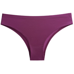 <strong>Women's</strong> Comfortable Seamless Sports Thong Simple Solid Color Breathable <strong>Nylon</strong> <strong>Underwear</strong> with Logo Waist Low-Rise Thin <strong>Panties</strong> - Product Image 1