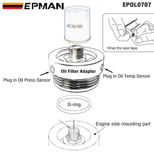 Adaptador de placa de sándwich de aceite de aluminio EPMAN T6061 rosca 1/8NPT para <span class=keywords><strong>Toyota</strong></span> <span class=keywords><strong>GT86</strong></span>/FR-para Subaru BRZ 2011-2018 filtro de aceite EPOL0707 - Product Image 3