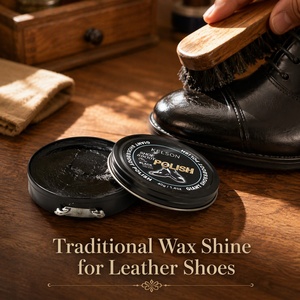 Pâte à cirer les <span class=keywords><strong>chaussures</strong></span> traditionnelle OEM toutes couleurs à base d'eau 50ml Ingrédients doux Cire de carnauba Nettoyage Adoucissement Polissage du <span class=keywords><strong>cuir</strong></span> - Product Image 1