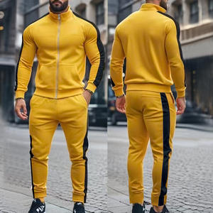 Toptan erkek sonbahar-kış renk-blok <span class=keywords><strong>2</strong></span> parça eşofman takımı uzun kollu standı yaka spor ceket ve kazak - Product Image 5