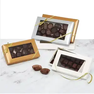 Custom luxury gift packing fancy craft chocolate packaging paper boxes White Rectangle Window Candy Boxes