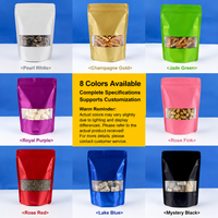 Bolsa de Embalaje de Papel de Aluminio Mate de Colores con Ventana, a Prueba de Olores, con Cierre Ziplock, para Alimentos de Mascotas, Golosinas para Perros y Gatos, Lista para Enviar