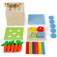 Jeu de récolte de carottes Montessori jeu de gouttes en bois avec boîte à monnaie W12D452