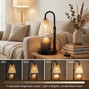 Schwarze Kerzenerwärmer-Lampe mit Gemustertem Glasdeckel, Glühbirnendesign Versteckt, Flammenfrei, Sicher für Haustiere und Kinder, Dimmbar, Timer, Wachsschmelzer, Geschenk - Product Image 3