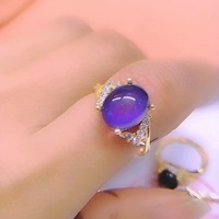 Bague d'humeur micro-infusée multi-diamants en pierre thermosensible pour femmes couleurs variables selon le corps bague à la mode