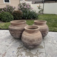 Jardinières Circulaires Modernes Grandes pour Extérieur, Durables, Légères, en Fibro-Ciment Écologique, Pots de Fleurs Sculptés à la Main pour Jardin