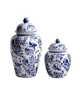<span class=keywords><strong>2023</strong></span> vase en céramique <span class=keywords><strong>tendance</strong></span> bleu et blanc décoration de la maison nordique pots de gingembre en céramique de luxe ensemble 3 - Product Image 1