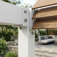 Pergola motorisée moderne en aluminium avec persiennes coulissantes à grain de bois, revêtement poudré, imperméable, pour jardin extérieur, gazebo, pavillon