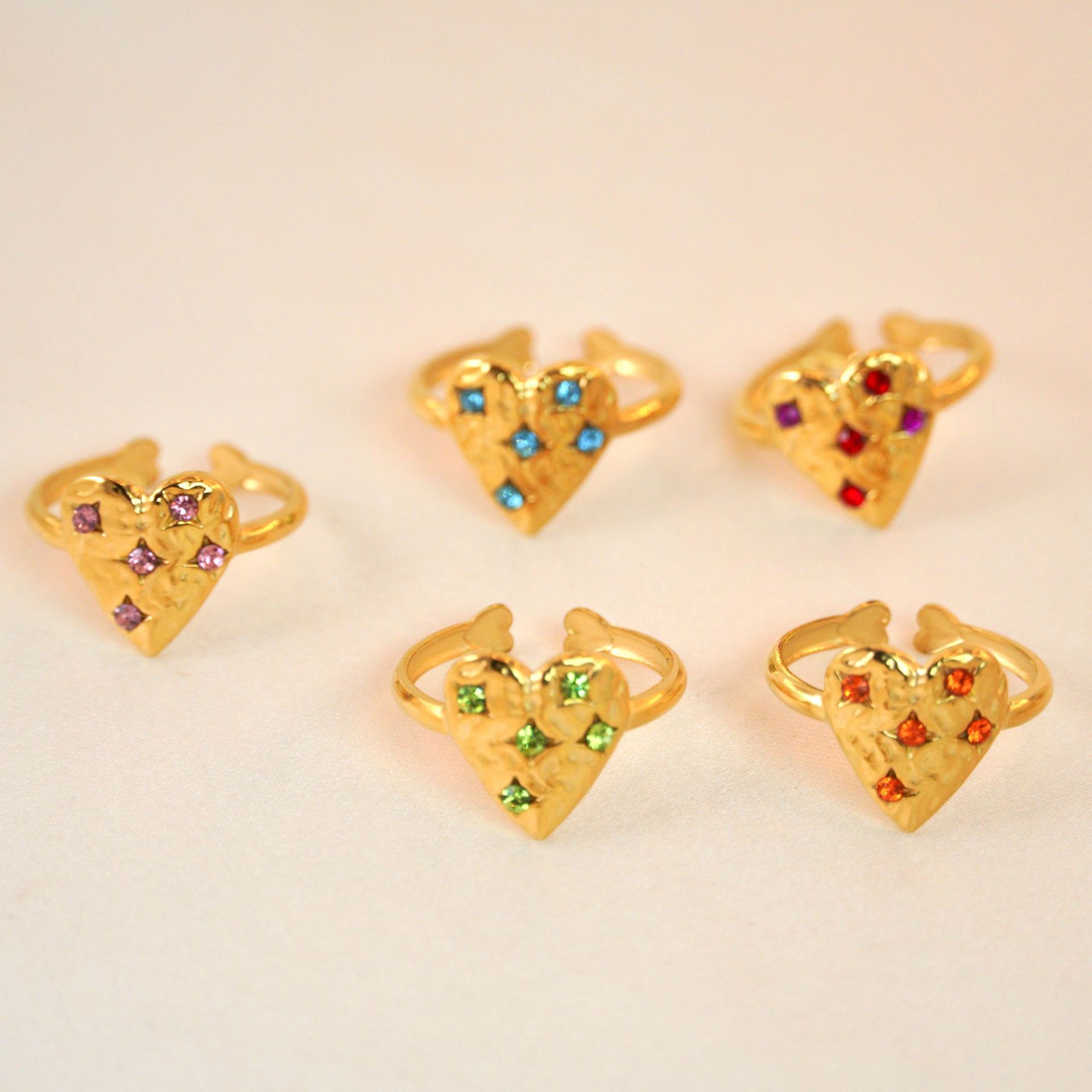 18K Gold Plated Stainless Steel CZ Women's Jewelry Colorful