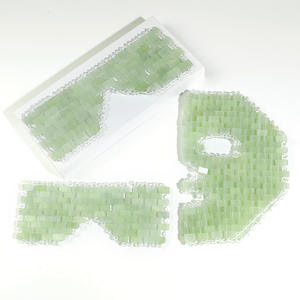 노화 방지 손 수 놓은 감기 치료 얼굴 미용 도구 재사용 가능한 크리스탈 공예품을위한 녹색 옥 스톤 아이 마스크 - Product Image 2