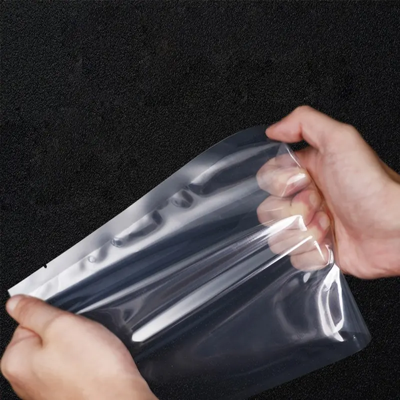 Transparent clear plastic flat frozen food smooth vacuum packaging bag for fresh meat