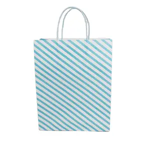 Baskı desenleri ihtiyaçlarınıza göre mavi şerit fabrika toptan fiyat doğum günü hediyesi çocuk parti çantaları kağıt