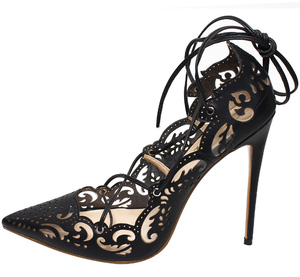 Size 44 Ankle Lace up Women Cut Out Dress <b>Shoes</b> Sexy Hollow Out Stiletto Sandals Summer Pumps - Product Image 6