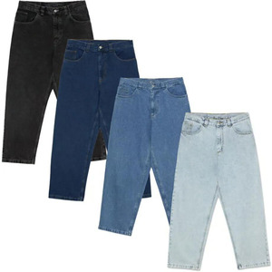 Le gambe affusolate a vita alta 100% da <span class=keywords><strong>uomo</strong></span> in cotone blu chiaro su misura danneggiano i <span class=keywords><strong>Jeans</strong></span> <span class=keywords><strong>Jeans</strong></span> larghi - Product Image 1