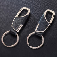 Porte-clés en cuir de luxe fermoir noir créatif bricolage porte-clés porte-clés de voiture pour hommes bijoux cadeau