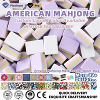 Carreaux de Mahjong américain violet clair 160 ensemble de carreaux acryliques de conception de bonbons avec tapis de Mahjong tropical prêt à expédier USA Stock local