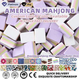 Carreaux de Mahjong américain violet clair 160 ensemble de carreaux acryliques de conception de bonbons avec tapis de Mahjong tropical prêt à expédier USA Stock local - Product Image 1