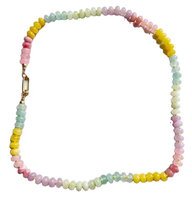 Collier fermoir mousqueton en pierre naturelle pour femme Chaîne à maillons classique avec cordon de soie réglable en forme de boule pour cadeau