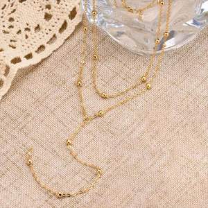 Şık Bayanlar İçin Basit Geometrik Saçaklı Yuvarlak İnci Çok Katmanlı Uzun Paslanmaz Çelik Kolye Fabrika Toptan Satışı - Product Image 4