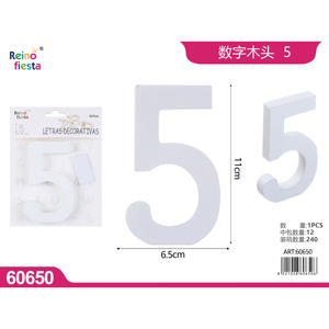 Número de madera ornamental 5 para decoración del hogar y manualidades de bricolaje Artesanía decorativa de bambú y madera - Product Image 1