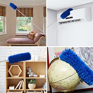 Lavabile blu lungo in alluminio telescopico palo soffitto ventilatore Duster Cobweb angolo spazzola Kit pulizia w 2 spolverini per la pulizia - Product Image 6