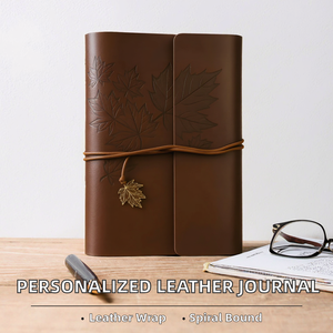 Personalized Premium A6 Leather Hardcover Spiral Bound Loose <b>Leaf</b> Refillable Notebook Journal Planner 80 Sheets Executive Gift - Product Image 2
