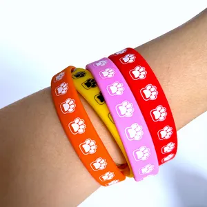 Braccialetto in silicone personalizzabile, braccialetto per pet party, motivo a zampa di gatto, braccialetto di gomma, braccialetto per feste di gatto