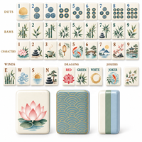 Jeu de tuiles de mahjong en acrylique américain avec motif de jardin zen et sac de transport pour des soirées de jeu éveillantes, idéal comme cadeau et personnalisable