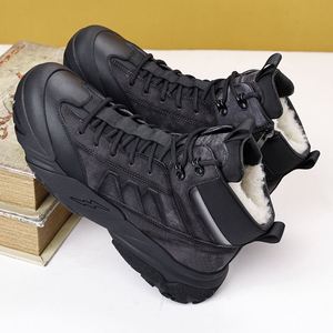 Nouvelles Bottes de Travail Montantes Polyvalentes en Cuir Véritable et Laine Tendance pour Hommes 2025 - Product Image 2