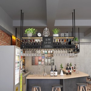 Porte-verres mural moderne en fer forgé pour gobelets inversés, support à vin suspendu pour restaurant 10-19 - Product Image 5