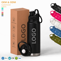 Bouteille d'eau isotherme en acier inoxydable personnalisable de 1 L avec isolation sous vide, bouteille de sport thermique pour le sport en plein air, la salle de sport, les voyages et le camping