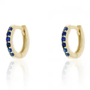 Fashion Dainty Cz Small Mini Alloy Gold Plated Rhinestone Diamond Crystal Huggie Earrings For Women