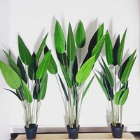 Décoration végétale personnalisée, feuilles de bananier artificielles tropicales, plante artificielle, arbre de 120 à 220 cm, pot en plastique noir léger