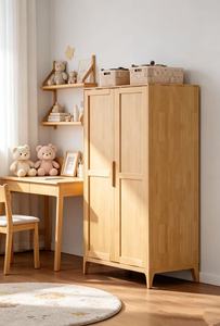 Scandinavian Wooden <b>Wardrobe</b> Shaker Doors Hinged Solid Wood Freestanding Modern Bedroom Furniture Storage - Product Image 3
