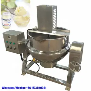 Otomatik planet karıştırma tipi 200 litre endüstriyel elektrikli indüksiyon ocak ceketli pişirme Pot peynir makinesi